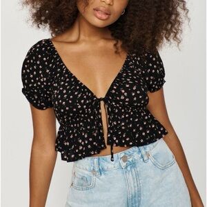 Garage Black Tori Pretty Tie-Front Tee